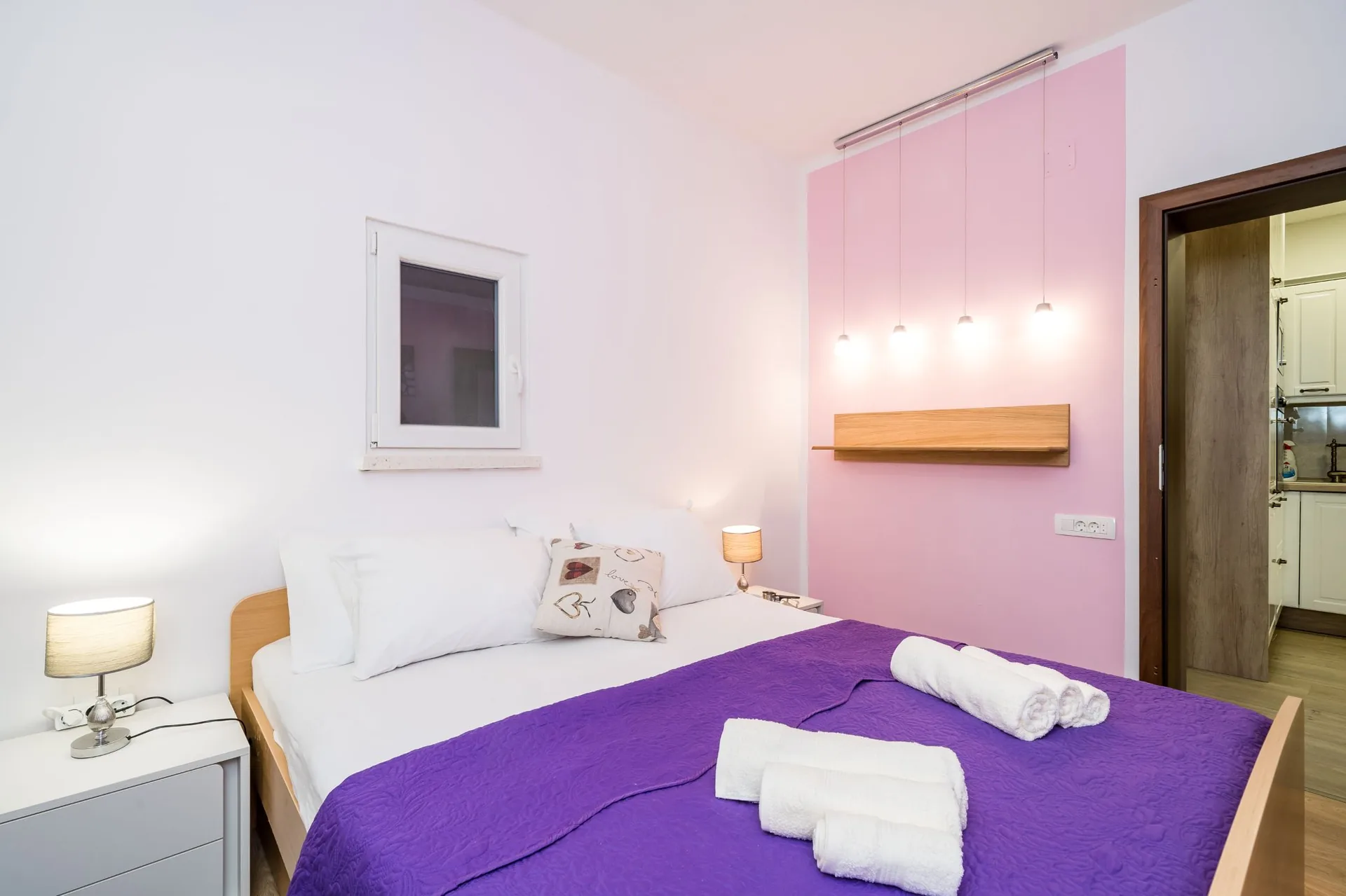 luciana residence bedroom purple pink wall