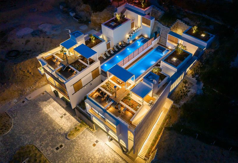 luxury villa croatia aerial night view complex