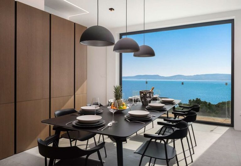 luxury villa croatia dining room sea view