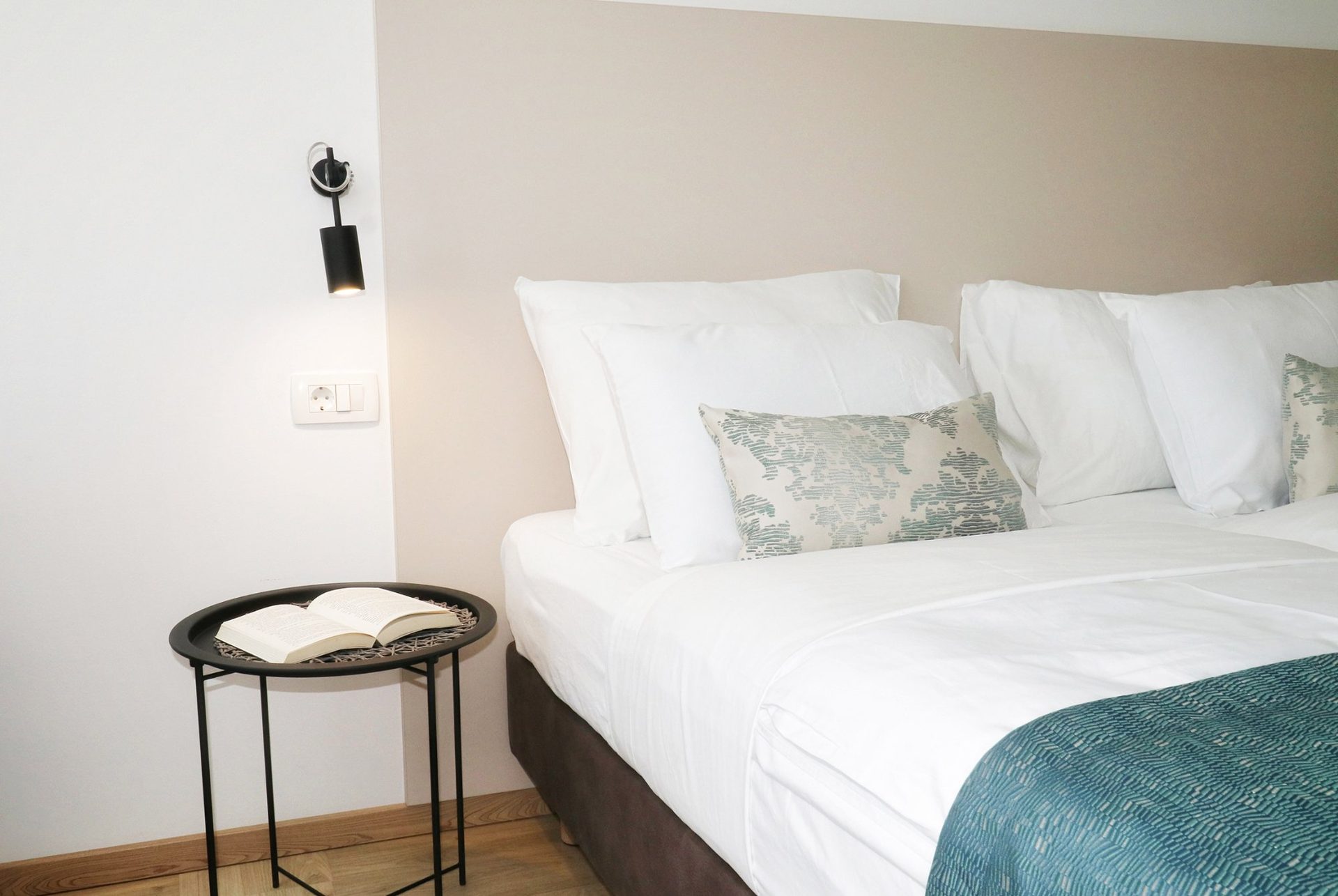 magico apartments bedroom double bed teal decor
