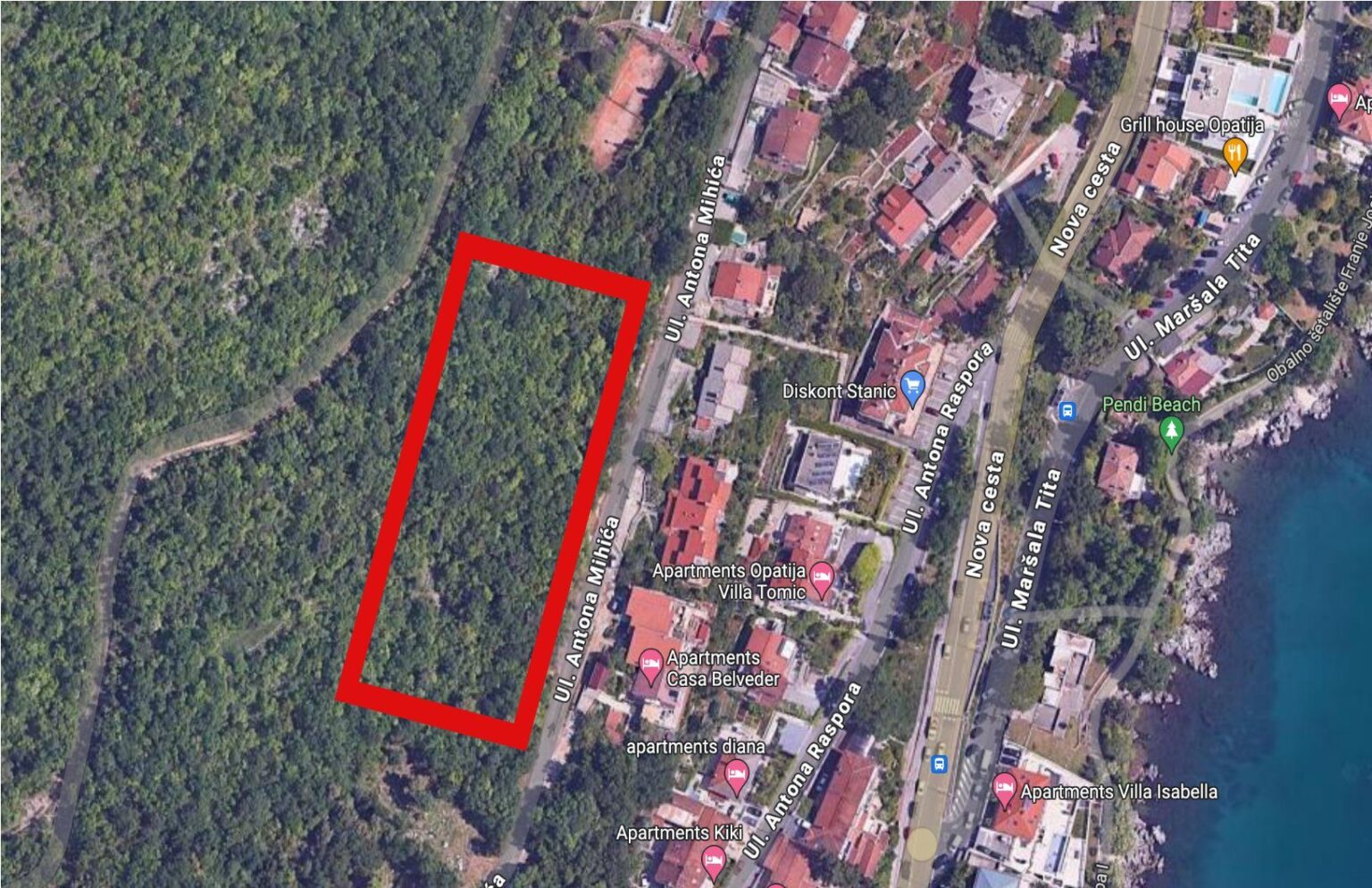 opatija croatia building plot location map