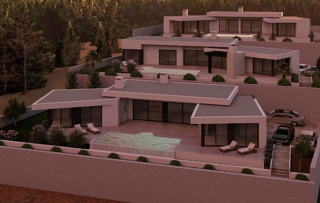 posedarje modern villa complex dusk