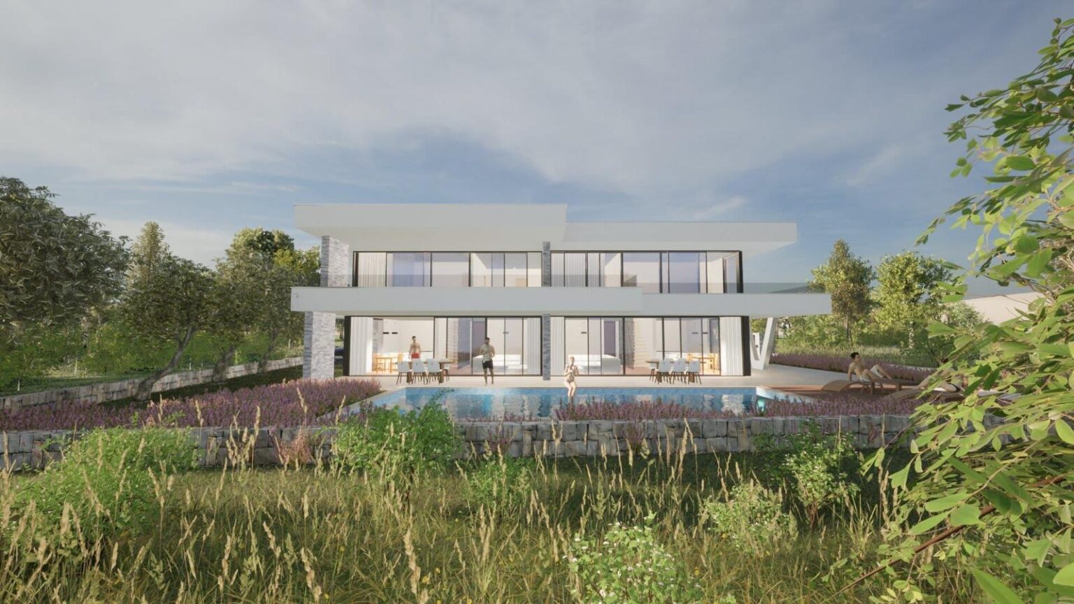 primosten villa render pool front view daytime