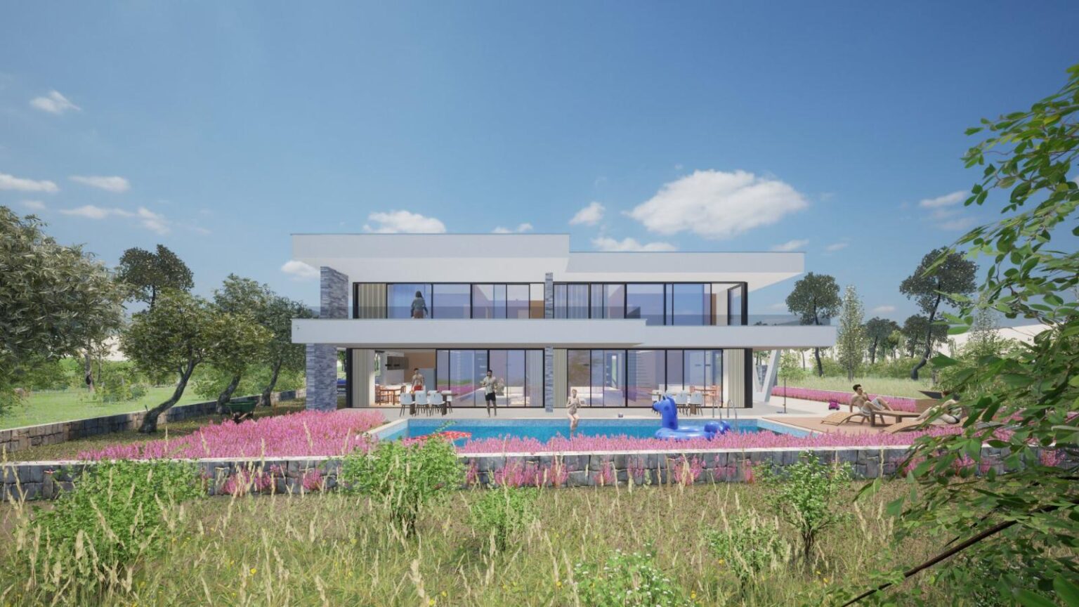 primosten villa render pool summer wildflower garden