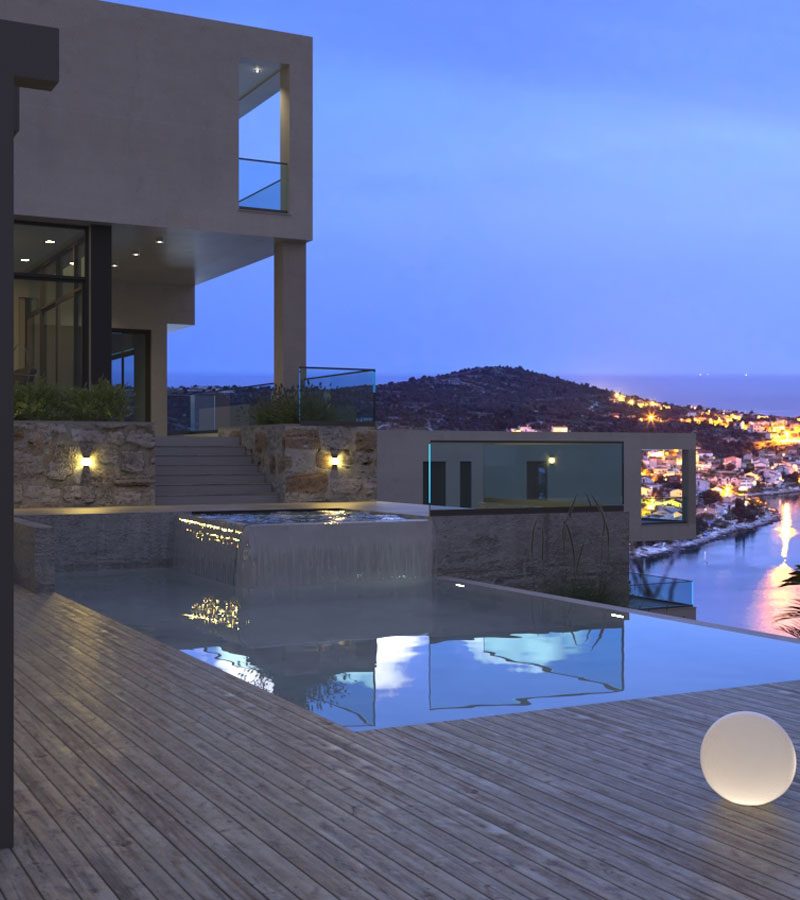 seget vranjica croatia villa infinity pool night view