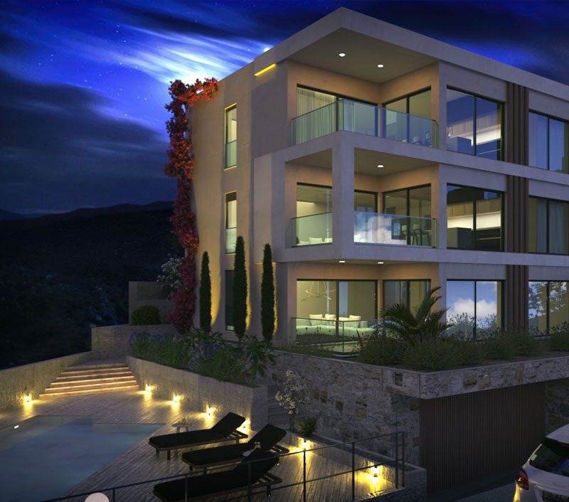 seget vranjica croatia villa night render illuminated