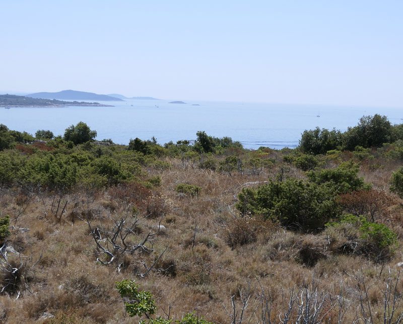uvala stinasnica building land sea view mediterranean scrub